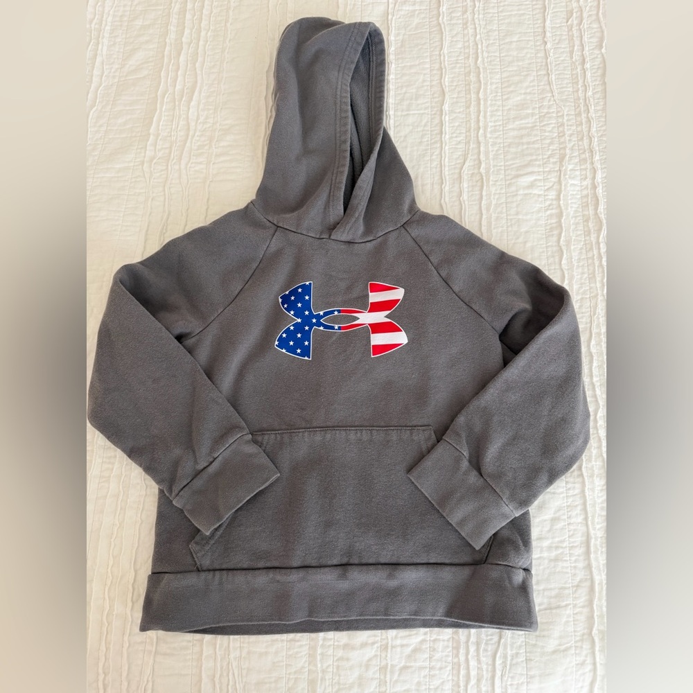 Under Armour Kids Charcoal Hoodie with Patriotic Logo